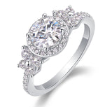 分销莫桑石戒指女轻奢925纯银镀18K金求婚订婚戒指