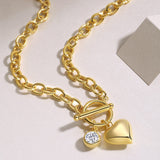 镀18k黄s925银简约时尚格吊坠项链