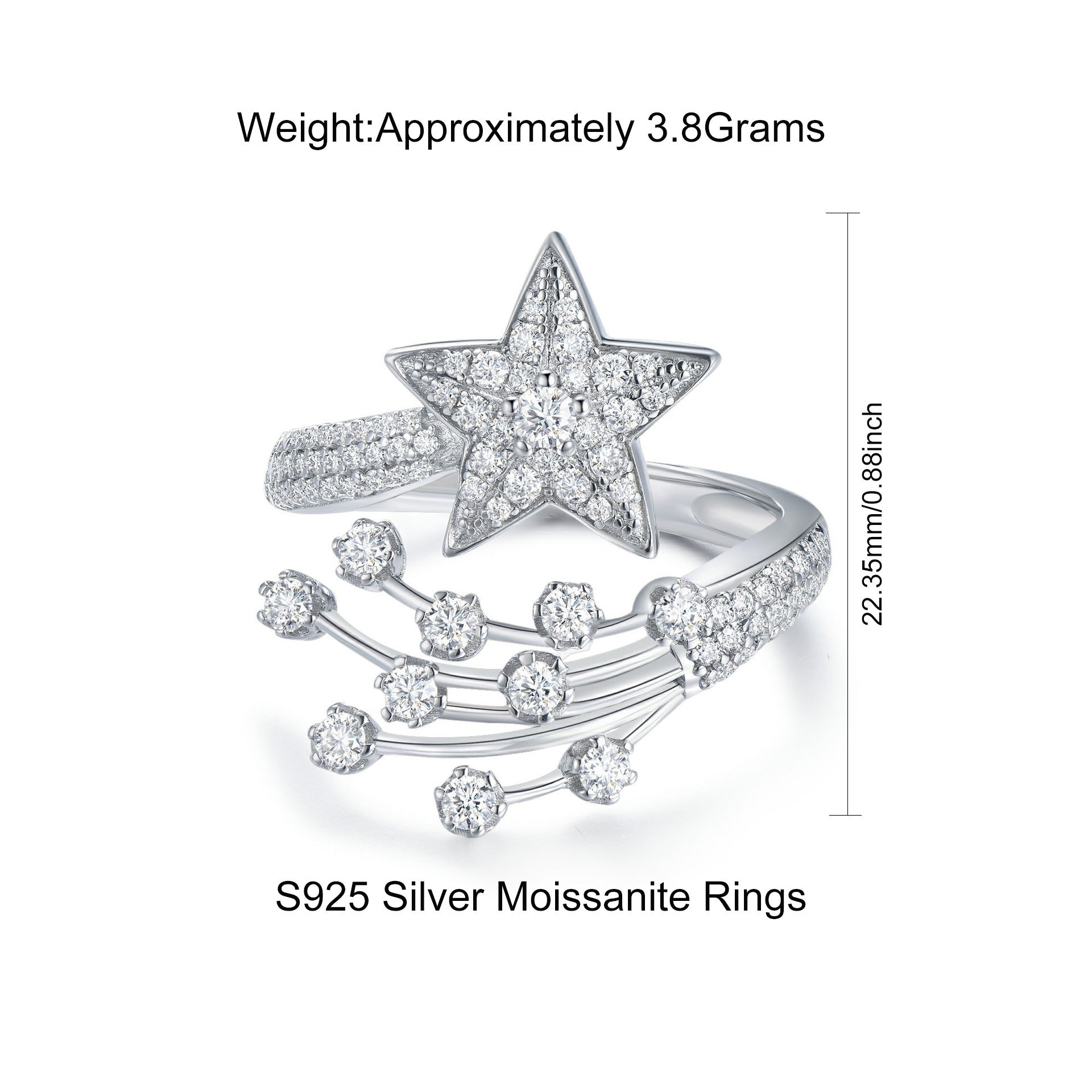 热销求婚结婚S925银莫桑石镀铂金婚戒