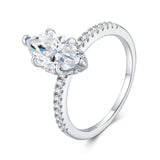 新款S925银D色马眼形莫桑石戒指六爪简约时尚轻奢婚戒