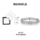 新款个性字形古巴链S925银满镶莫桑石嘻哈潮男手链饰品