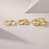 外新潮S925银镀18K黄金耳环镶嵌莫桑石叠戴组合套件耳圈耳环