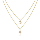 新潮流18K金色莫桑石吊坠叠戴项链s925纯银莫桑石項链吊坠