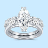 马眼切割特别款婚戒925纯银戒指镶异形莫桑石D色贵气女饰品