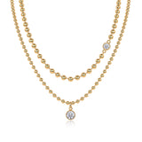 新潮流18K金色莫桑石吊坠叠戴项链s925纯银莫桑石項链吊坠