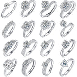 莫桑石六爪轻奢开口戒指纯银时尚