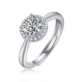 莫桑石六爪轻奢开口戒指纯银时尚