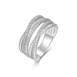 S925纯银精致戒指嘻哈风线条缠绕指环百搭拉丝银色闪亮女戒