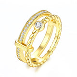 新款S925纯银D色圆形莫桑石指环时尚简约百搭