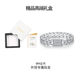 欧美嘻哈跨境纯银满镶古巴链 S925银莫桑石高级感男士手链首饰