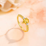 2025新款S925纯银1克拉梨形黄晶石戒指简约轻奢小众设计指环女款