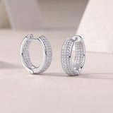 冷淡风气质小众圆圈耳扣双排莫桑石耳环饰品简约百搭耳饰女