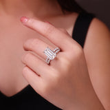 风叠戴组合男套戒S925银莫桑石满圈婚戒