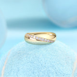 亚纯银精工戒子电镀18k金色莫桑石戒指女