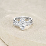 马眼切割特别款婚戒925纯银戒指镶异形莫桑石D色贵气女饰品