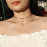 双层叠戴夜光女单珠项圈转运手工编织时尚轻奢项链吊坠