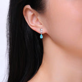 新款饰品S925银天然海蓝宝耳坠耳钉轻奢耳饰耳环女