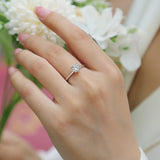 经典四爪S925纯银莫桑石闭口女士戒指银石求婚订婚