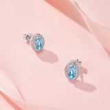 新款S925纯银蛋形托帕石耳钉时尚轻奢耳饰品耳环女