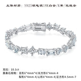 欧美跨境新款S925纯银手链嘻哈轻奢异形白色莫桑石网球手链男