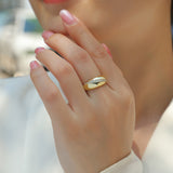 热销S925银镀金色指新款莫桑石时戒指女婚戒