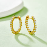 新款圆圈耳环镶莫桑石耳扣气质小众轻奢百搭耳钉配饰品女