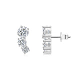 新款S925纯银莫桑石镶圆形四爪耳钉轻奢时尚个性耳饰品耳环女