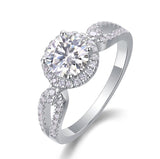 分销莫桑石戒指女轻奢925纯银镀18K金求婚订婚戒指