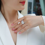 18k白金女士戒指ins潮戒指女 嘻哈纯银莫桑石女士婚戒