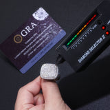 嘻哈男士方形925银电镀镶嵌全莫桑石豪镶戒指个性