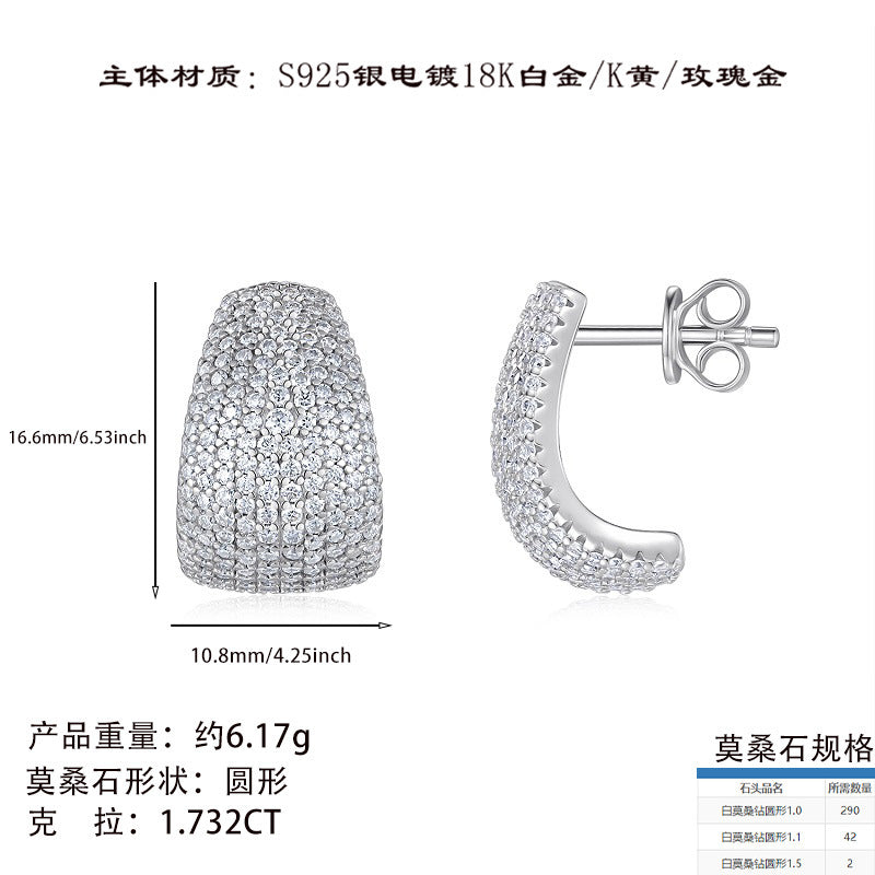 热销耳饰全莫桑石镶嵌S925纯银订制耳坠女