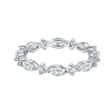 新款热销风S925纯银镶白金莫桑石排戒经典简约款戒指女款