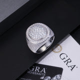 潮街舞莫桑石戒指环 S925纯银嘻哈真莫桑男士戒指