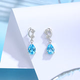 新款饰品S925银天然海蓝宝耳坠耳钉轻奢耳饰耳环女
