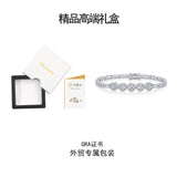 女士圆包网球手链S925纯银莫桑石电镀18k白金手链