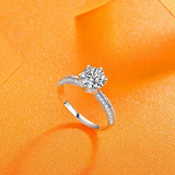 S925银莫桑石热销6爪婚戒女士时尚轻奢半壁江山戒指指圈指环