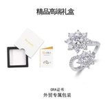 纯银925莫桑石戒指超时尚太阳花女生宴会