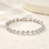 跨境新款S925圆形莫桑石手链韩版欧美ins风水晶奢华高级感饰品女