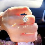 小红书纯银戒指50分1克拉莫桑石六爪T家戒子同款