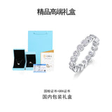 S925银莫桑石戒指 白金戒指圈全莫桑