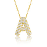 26个字母项链925纯银电镀金色锁骨链莫桑石男女时尚吊坠