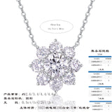 s925纯银莫桑是项链八花瓣太阳花项链女高级多拉项链吊坠女