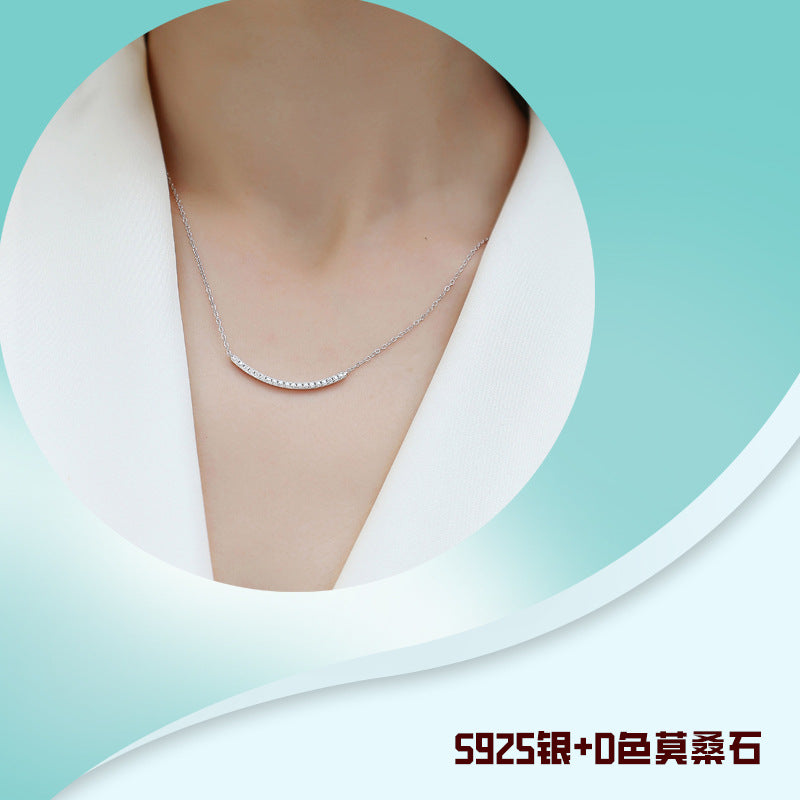 s925银莫桑石欢喜时尚吊坠项链，
