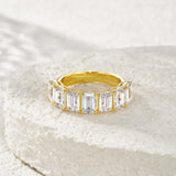 新款S925纯银精工排戒时尚简约轻奢莫桑石指环戒指女