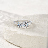 新款S925纯银莫桑石指环开口双生流光时尚轻奢戒指女