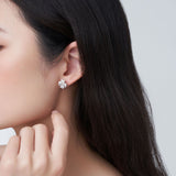 s925纯银镀白金心形耳钉 唯美小清新百搭设计感耳环女款耳饰