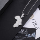 新款925纯银电镀镶嵌吊坠地图嘻哈HIPHOP饰品项链男