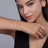 S925纯银莫桑石龙虾扣手链四爪网球手链莫桑石单排手链