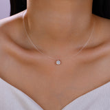 莫桑石18K白金隐形鱼线水滴吊坠锁骨链简约人鱼之泪项链女