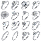 莫桑石六爪轻奢开口戒指纯银时尚